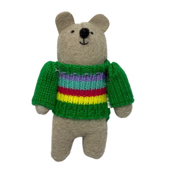Wondershop Bear Ornament 2024 Felt Animal w/ Green Knit Sweater – New with Tags - Picture 1 of 7